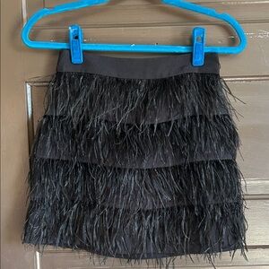GB girls Black Feather Tiered Mini Skirt